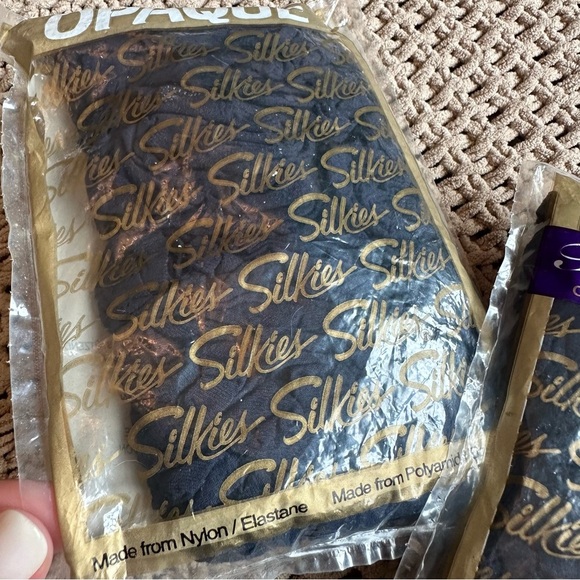Vintage Silkies Opaque Trouser Socks & Pantyhose Dark Navy 2 Pair Pack Lot 3 - Picture 3 of 5